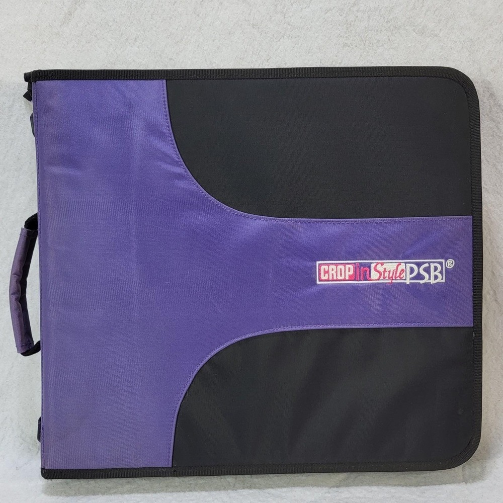 Crop In Style PSB Scrapbook Storage Tote Purple Black Paper Craft Organizer Case